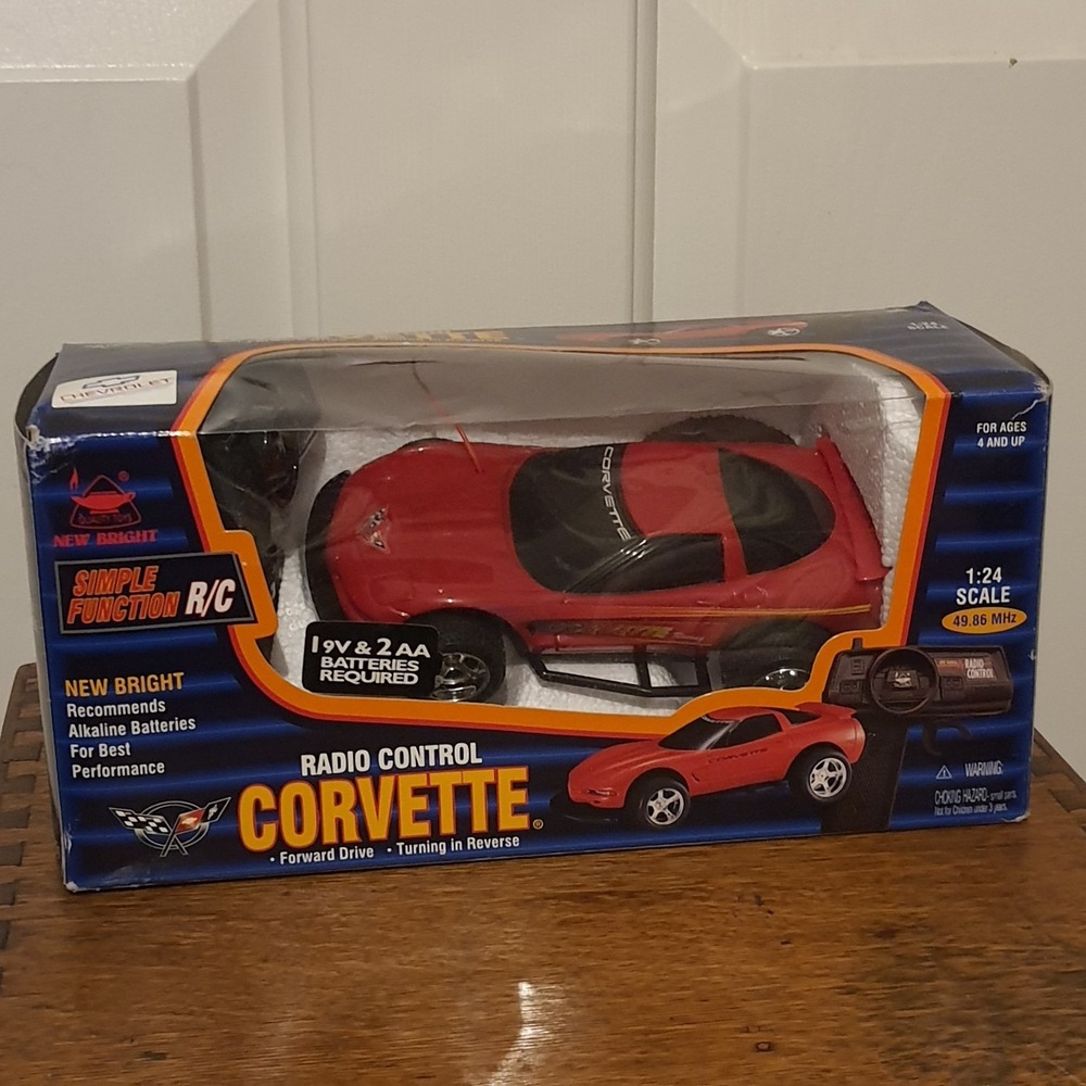 Vintage New Bright Remote Control RC Red Corvette 1:24 Scale SEALED Toy In Box